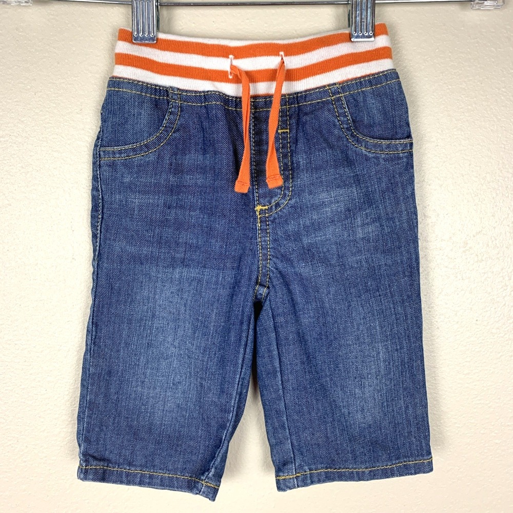 Baby Boden Jeans Pull On Elastic Waist Drawstring Size 3-6 Months Denim Pants
